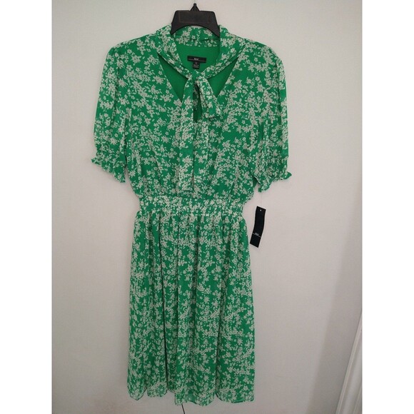 R & k  puff sleeve tie front dress Green Size 12 Boho Peasant Feminine - Picture 2 of 9